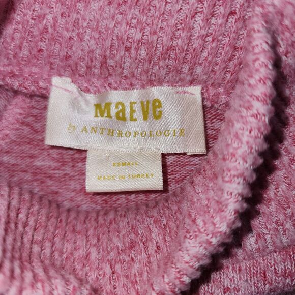 Anthropologie Maeve Laney Size XS Mock Turtleneck Sweater Pink Bishop Sleeve - Picture 5 of 6